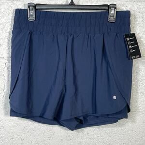 Ideology Women's High-Waist Woven Active Shorts Indigo Sea Blue Medium